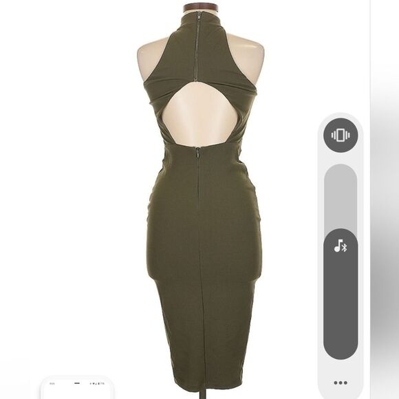 Nookie Olive Green Halter Cutout Back Cocktail Dress Size Medium - Picture 2 of 7
